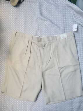 Islander Linen Men's VTG Flat Front Shorts in Light Beige Size 48 NWT